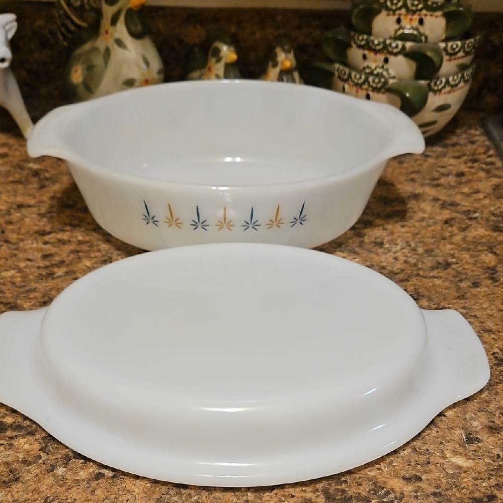 Vintage Fire King Anchor Hocking Pyrex Casserole Dish W/ Lid oval Candle glow - Picture 2 of 11